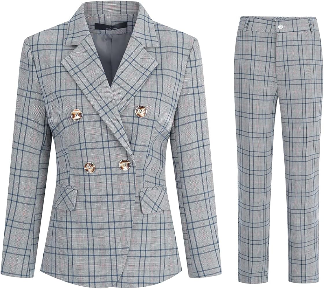 Amazon.com: YUNCLOS Women's 2 Pieces Double Breasted Suit Set